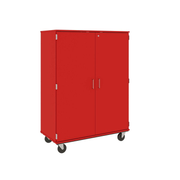 67" Tall - Closed Shelf/Coat Combo Storage with Doors w/ Lock, Tulip Red