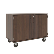 36" Tall - Closed Cubbie Storage w/ Lock, Sepia Walnut