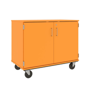 36" Tall - Closed Bin Storage With Doors and 18 (3") Trays w/ Lock, Orange Grove