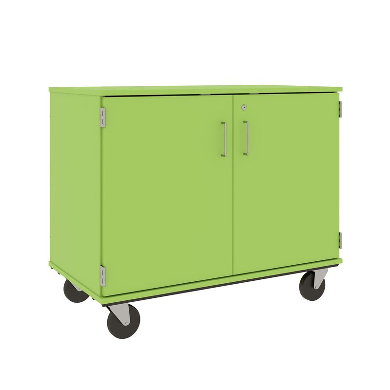 36" Tall - Closed Bin Storage With Doors and 18 (3") Trays w/ Lock, Island
