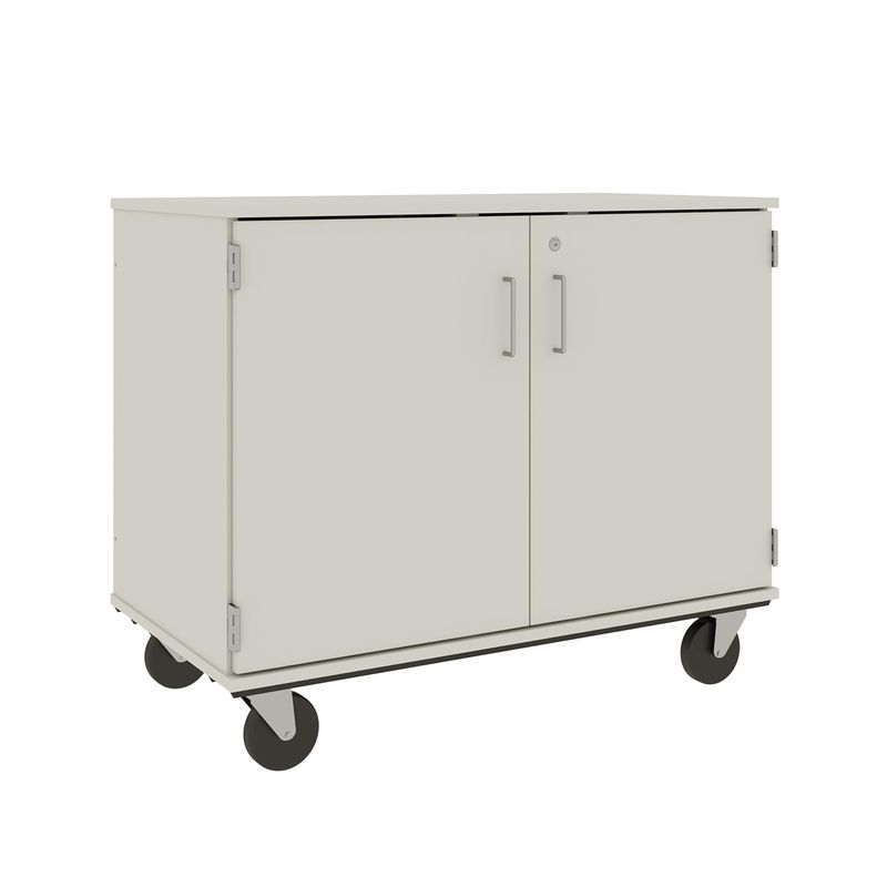 36" Tall - Closed Bin Storage With Doors and 18 (3") Trays w/ Lock, Mirage