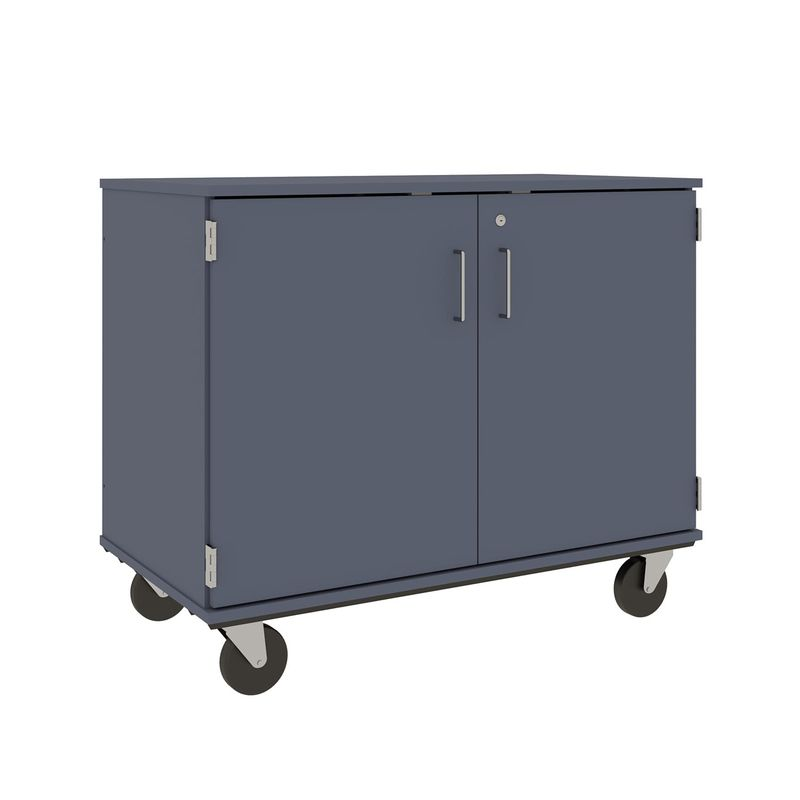 36" Tall - Closed Bin Storage With Doors and 18 (3") Trays w/ Lock, Tsunami