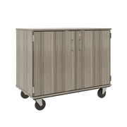 36" Tall - Closed Bin Storage With Doors and 18 (3") Trays w/ Lock, Shadow Elm