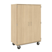 67" Tall - Closed Bin Storage, 36 (3') Trays - With Doors w/ Lock, Battle Creek Oak
