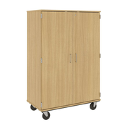 67" Tall - Closed Bin Storage, 36 (3') Trays - With Doors w/ Lock, Door County Oak