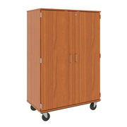 67" Tall - Closed Bin Storage, 36 (3') Trays - With Doors w/ Lock, Cherry