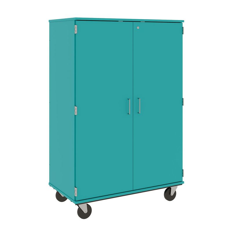 67" Tall - Closed Bin Storage, 36 (3') Trays - With Doors w/ Lock, Ocean