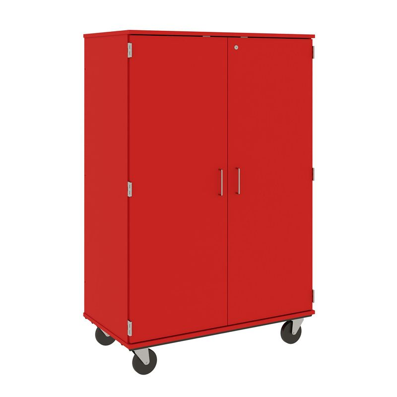67" Tall - Closed Bin Storage, 36 (3') Trays - With Doors w/ Lock, Tulip Red