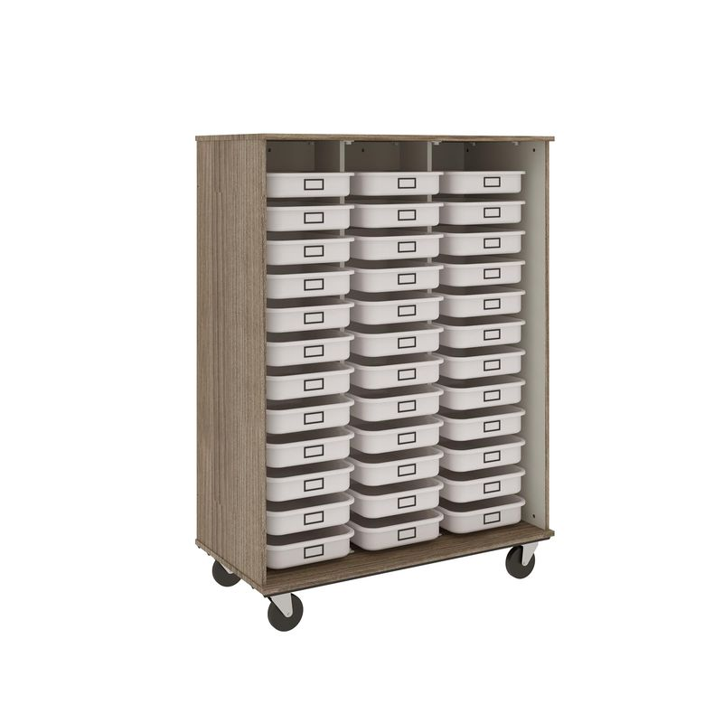 67" Tall - Open Tray Storage, 36 (3-1/2") Trays - Without Doors, Dark Elm