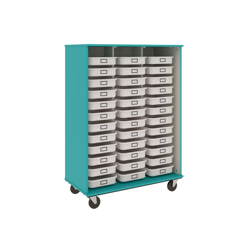 67" Tall - Open Tray Storage, 36 (3-1/2") Trays - Without Doors, Ocean