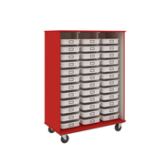 67" Tall - Open Tray Storage, 36 (3-1/2") Trays - Without Doors, Tulip Red