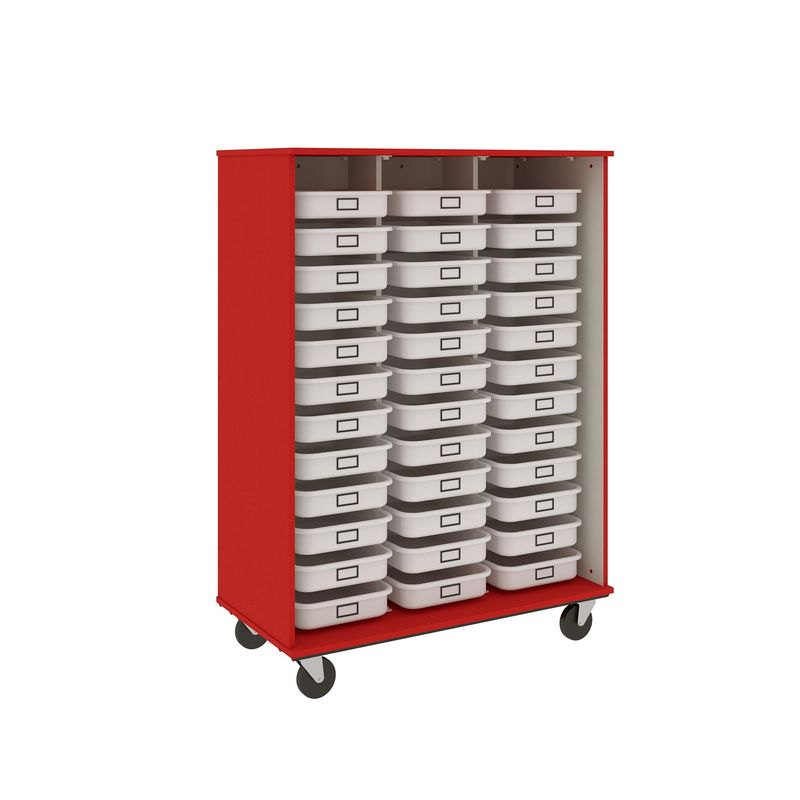 67" Tall - Open Tray Storage, 36 (3-1/2") Trays - Without Doors, Tulip Red