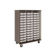 67" Tall - Open Tray Storage, 36 (3-1/2") Trays - Without Doors, Sepia Walnut