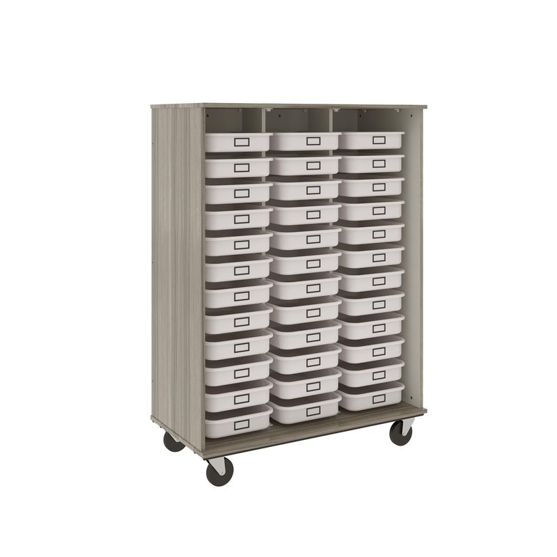 67" Tall - Open Tray Storage, 36 (3-1/2") Trays - Without Doors, Shadow Elm