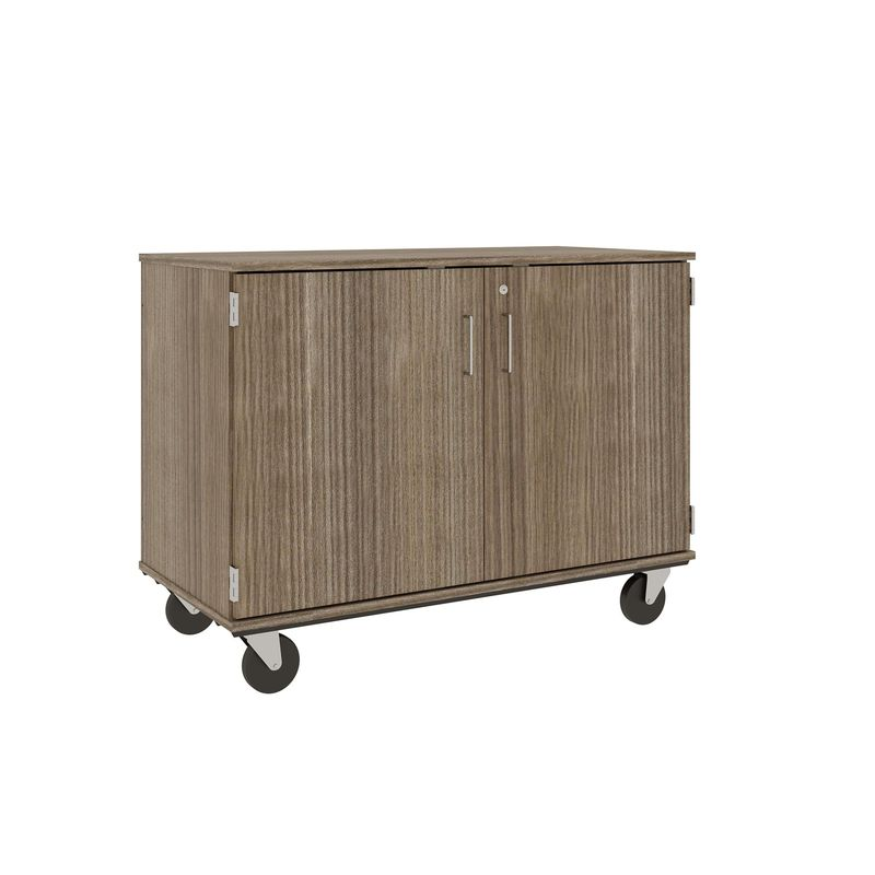 36" Tall - Closed Tray Storage, 18 (3-1/2") Trays - With Doors w/ Lock, Dark Elm
