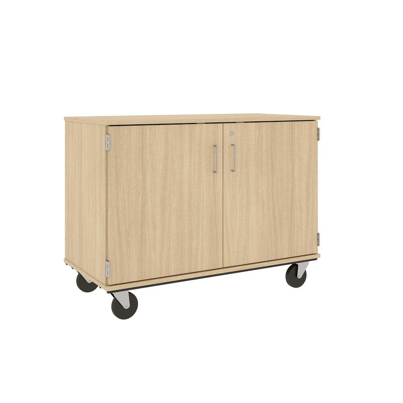 36" Tall - Closed Tray Storage, 18 (3-1/2") Trays - With Doors w/ Lock, Battle Creek Oak