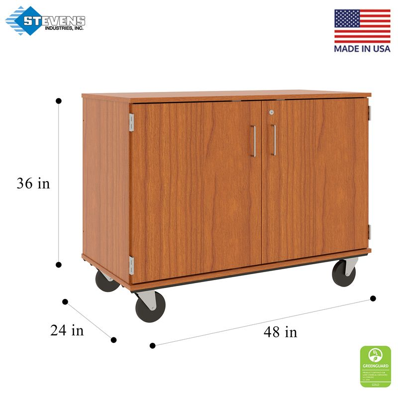 36" Tall - Closed Tray Storage, 18 (3-1/2") Trays - With Doors w/ Lock, Maple