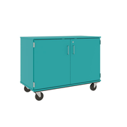 36" Tall - Closed Tray Storage, 18 (3-1/2") Trays - With Doors w/ Lock, Ocean