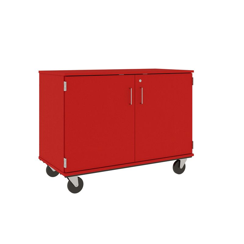 36" Tall - Closed Tray Storage, 18 (3-1/2") Trays - With Doors w/ Lock, Tulip Red