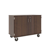 36" Tall - Closed Tray Storage, 18 (3-1/2") Trays - With Doors w/ Lock, Sepia Walnut