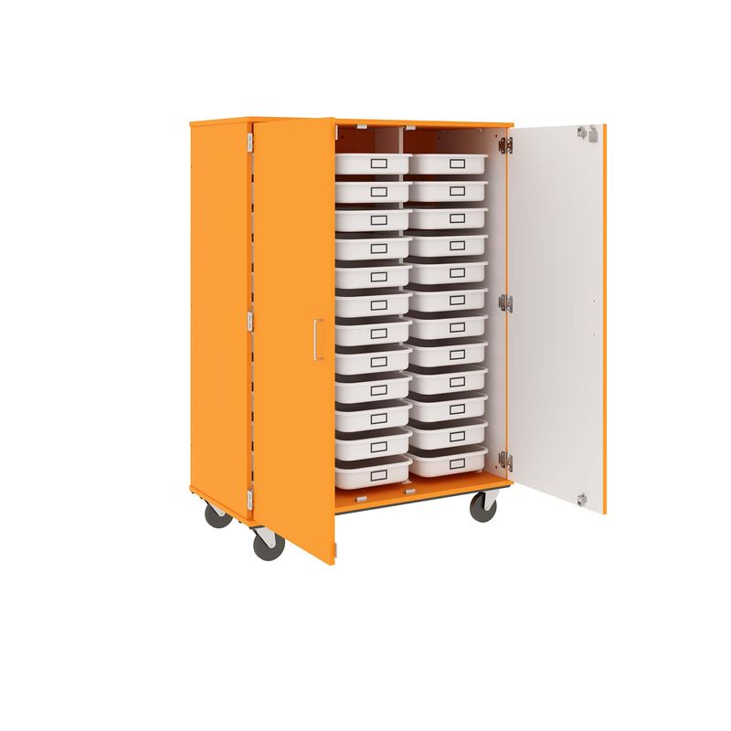 67" Tall - Closed Tray Storage, 36 (3-1/2") Trays - With Doors w/ Locks, Orange Grove