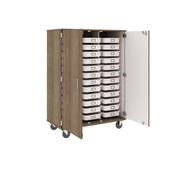 67" Tall - Closed Tray Storage, 36 (3-1/2") Trays - With Doors w/ Locks, Dark Elm