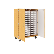 67" Tall - Closed Tray Storage, 36 (3-1/2") Trays - With Doors w/ Locks, Maple