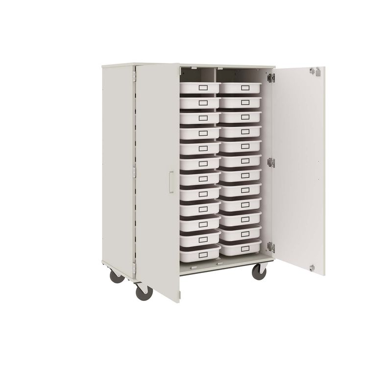 67" Tall - Closed Tray Storage, 36 (3-1/2") Trays - With Doors w/ Locks, Mirage