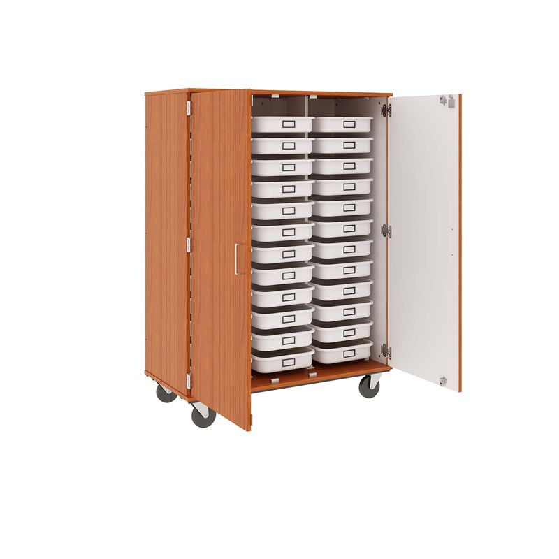 67" Tall - Closed Tray Storage, 36 (3-1/2") Trays - With Doors w/ Locks, Cherry