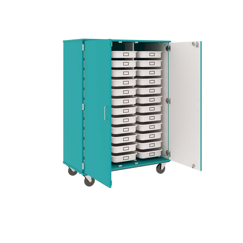 67" Tall - Closed Tray Storage, 36 (3-1/2") Trays - With Doors w/ Locks, Ocean