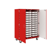 67" Tall - Closed Tray Storage, 36 (3-1/2") Trays - With Doors w/ Locks, Tulip Red
