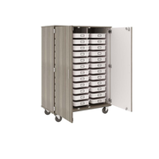67" Tall - Closed Tray Storage, 36 (3-1/2") Trays - With Doors w/ Locks, Shadow Elm