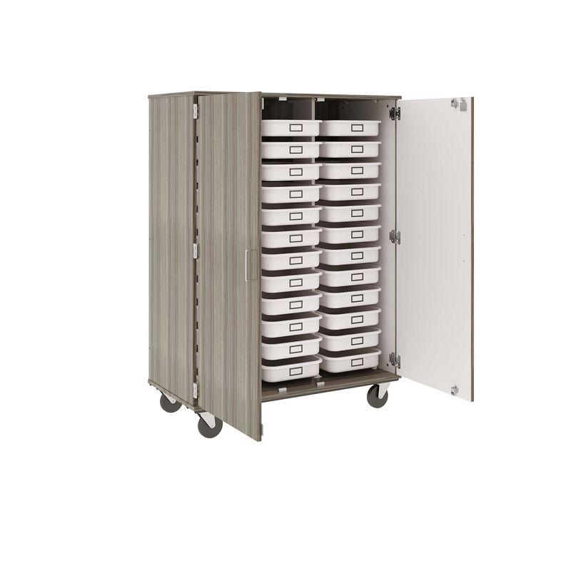67" Tall - Closed Tray Storage, 36 (3-1/2") Trays - With Doors w/ Locks, Shadow Elm