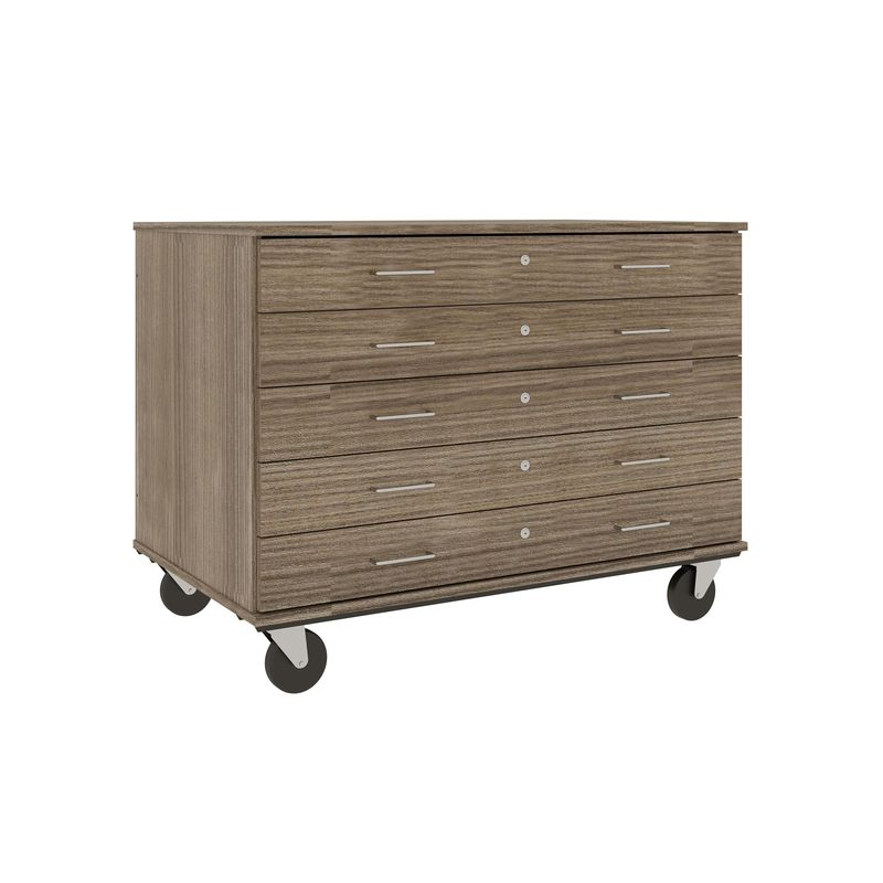36" Tall - Five Drawer Storage - 29" deep w/ Lock, Dark Elm