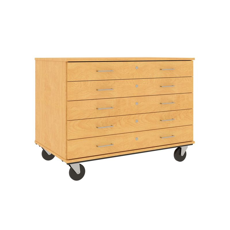 36" Tall - Five Drawer Storage - 29" deep w/ Lock, Maple