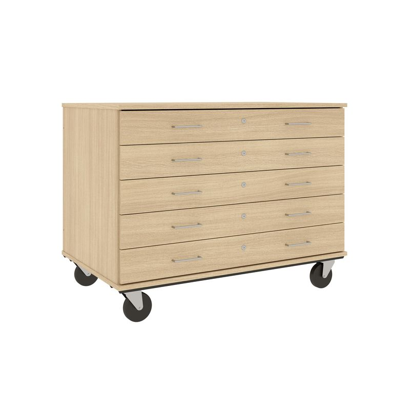 36" Tall - Five Drawer Storage - 29" deep w/ Lock, Battle Creek Oak