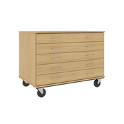 36" Tall - Five Drawer Storage - 29" deep w/ Lock, Door County Oak