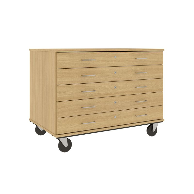 36" Tall - Five Drawer Storage - 29" deep w/ Lock, Door County Oak