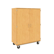 67" Tall - Closed Tray/Shelf Combo Storage, 12 Trays and Four Shelves w/ Lock, Maple