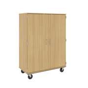 67" Tall - Closed Tray/Shelf Combo Storage, 12 Trays and Four Shelves w/ Lock, Door County Oak