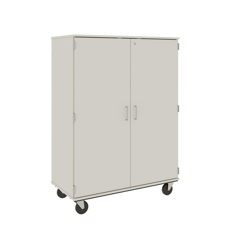 67" Tall - Closed Tray/Shelf Combo Storage, 12 Trays and Four Shelves w/ Lock, Mirage