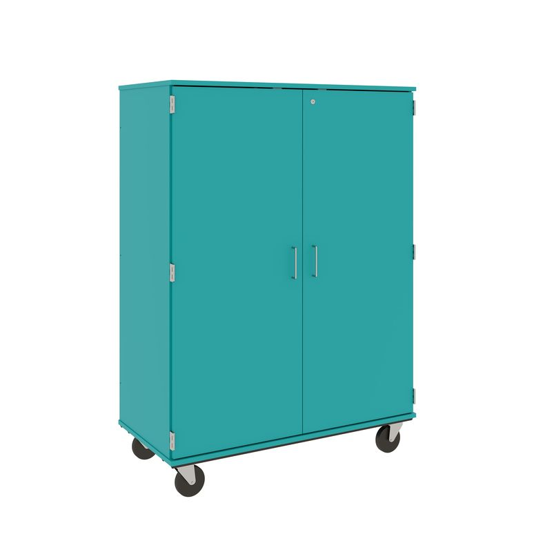 67" Tall - Closed Tray/Shelf Combo Storage, 12 Trays and Four Shelves w/ Lock, Ocean
