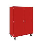 67" Tall - Closed Tray/Shelf Combo Storage, 12 Trays and Four Shelves w/ Lock, Tulip Red