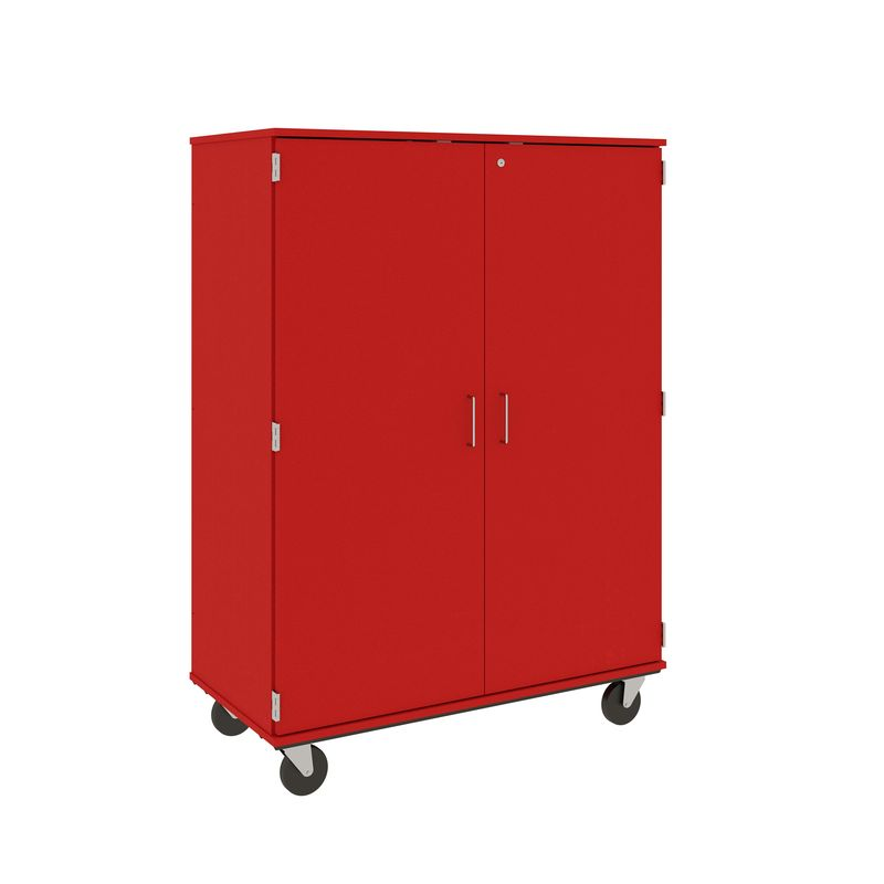 67" Tall - Closed Tray/Shelf Combo Storage, 12 Trays and Four Shelves w/ Lock, Tulip Red
