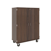 67" Tall - Closed Tray/Shelf Combo Storage, 12 Trays and Four Shelves w/ Lock, Sepia Walnut