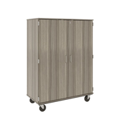 67" Tall - Closed Tray/Shelf Combo Storage, 12 Trays and Four Shelves w/ Lock, Shadow Elm
