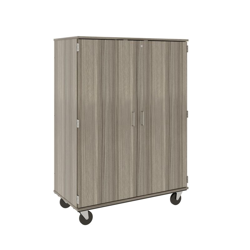 67" Tall - Closed Tray/Shelf Combo Storage, 12 Trays and Four Shelves w/ Lock, Shadow Elm