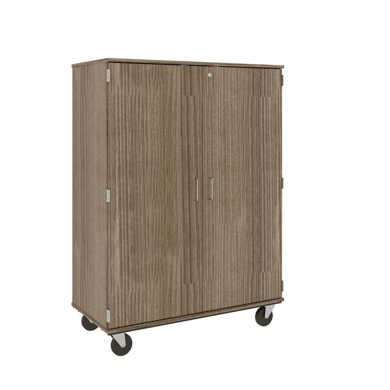 67" Tall - Closed Wardrobe/Shelf Combination Storage w/ Lock, Dark Elm