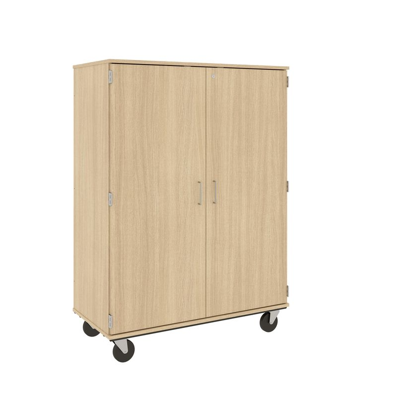 67" Tall - Closed Wardrobe/Shelf Combination Storage w/ Lock, Battle Creek Oak