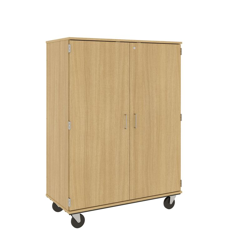 67" Tall - Closed Wardrobe/Shelf Combination Storage w/ Lock, Door County Oak